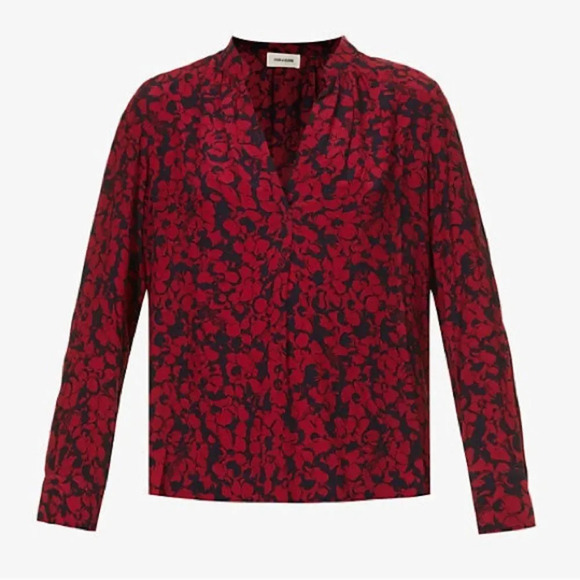ZADIG‎ & VOLTAIRE Tink Bico Flowers Blouse in Bordeaux - Picture 6 of 13
